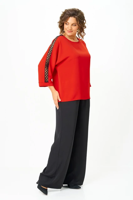 Костюм брючный 2275 красный + черный Rumoda