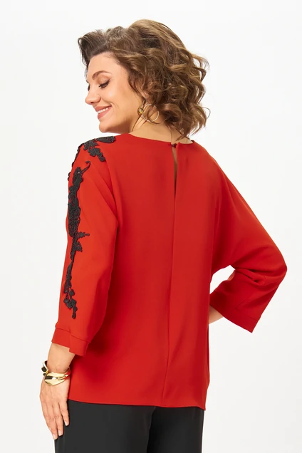Костюм брючный 2278 дл.р. красный + черный Rumoda
