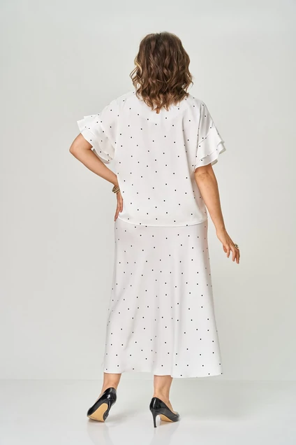 Костюм с юбкой 2294 молочный горошек Rumoda
