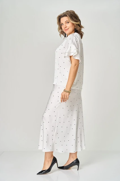 Костюм с юбкой 2294 молочный горошек Rumoda