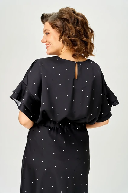 Костюм с юбкой 2294 черный горошек Rumoda
