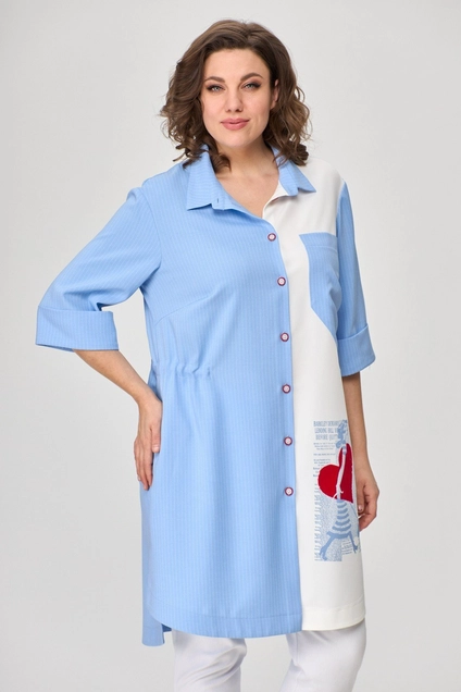 Костюм брючный 13591 голубой + белый SandyNA 