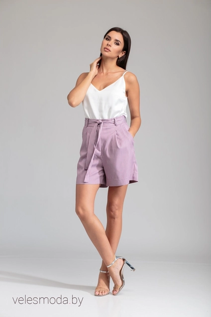 Костюм с шортами 13691-1 розовый+полоска SandyNA 