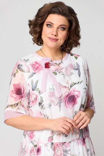 Платье 969 бело-розовый SolomeyaLux