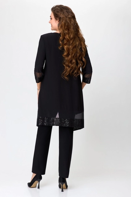Костюм брючный 1488 черный + черные пайетки Svetlana Style