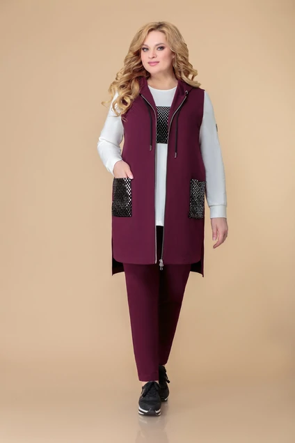 Костюм брючный 1492 бордовый Svetlana Style