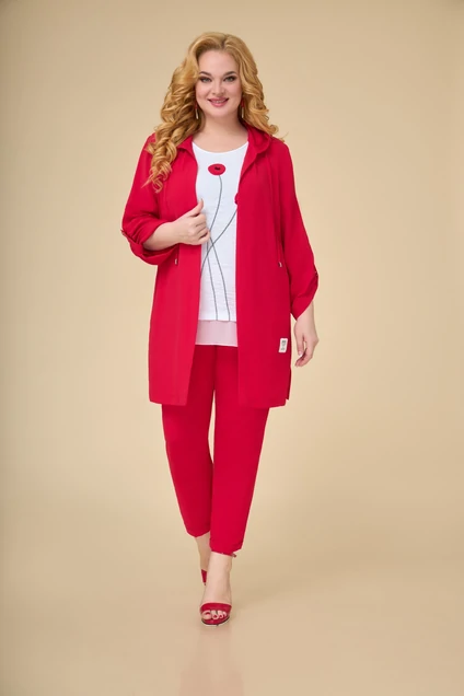 Костюм брючный 1527 красный Svetlana Style
