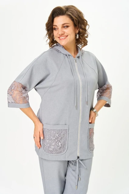*Костюм брючный 1577 светло-серый Svetlana Style