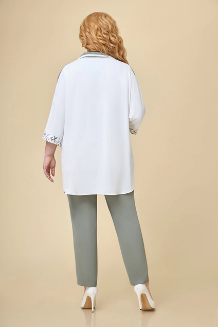 Костюм брючный 1629 молочный + мох Svetlana Style