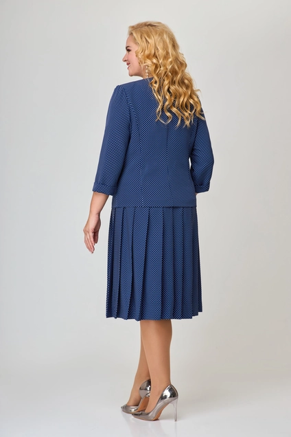 *Костюм с юбкой 1636 синий + горох Svetlana Style