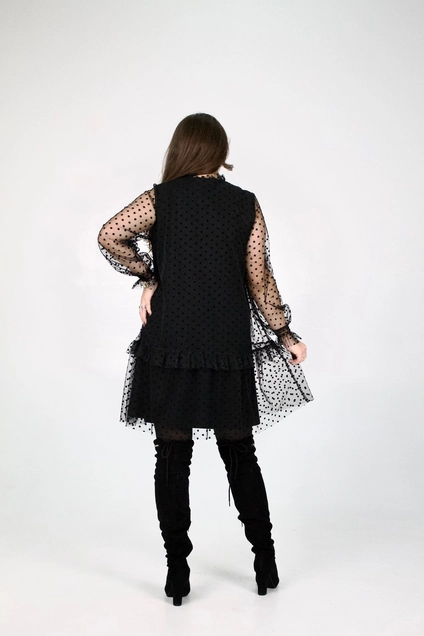 Платье 1696 черный + горох Svetlana Style