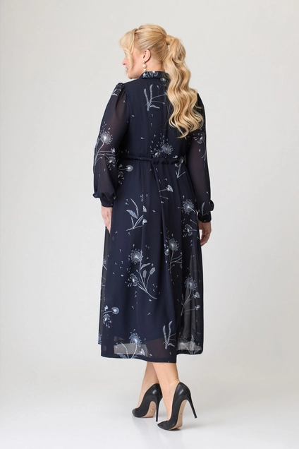 *Платье 1765 синий + цветы Svetlana Style