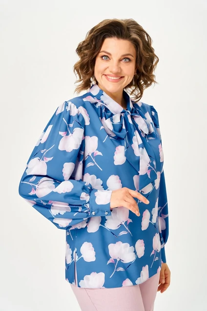 Блузка 2219 голубой принт Svetlana Style