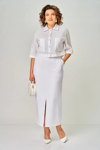 Костюм с юбкой 2345 белый Svetlana Style