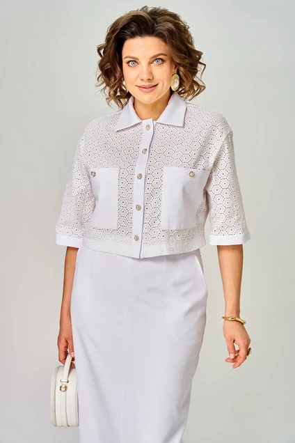 Костюм с юбкой 2345 белый Svetlana Style