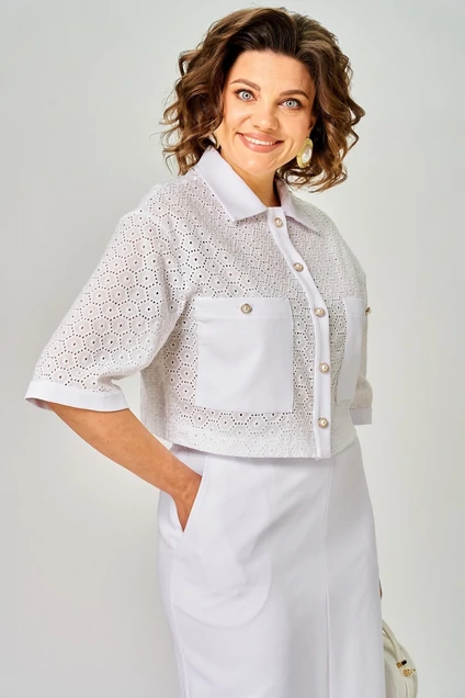 Костюм с юбкой 2345 белый Svetlana Style
