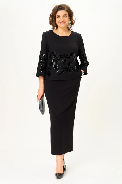 *Костюм с юбкой 2348 черный Svetlana Style