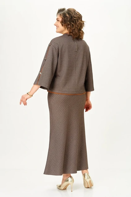 Костюм с юбкой 2350 коричневый Svetlana Style