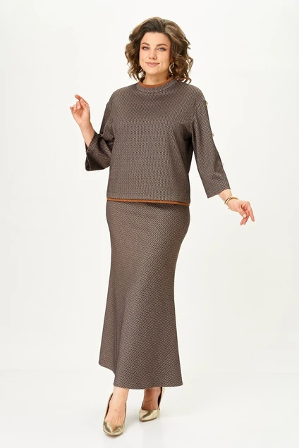 Костюм с юбкой 2350 коричневый Svetlana Style