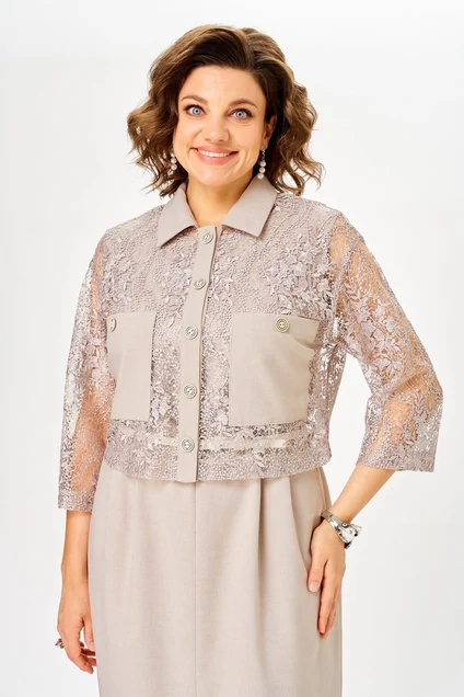 *Костюм с платьем 2357 бежевый Svetlana Style