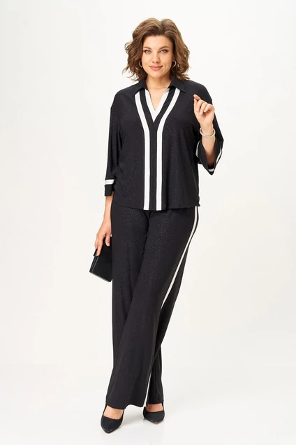 Костюм брючный 2365 черный блеск Svetlana Style