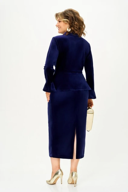*Костюм с юбкой 2387 синий бархат Svetlana Style