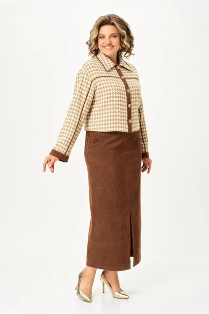 Костюм с юбкой 2391 карамельный Svetlana Style