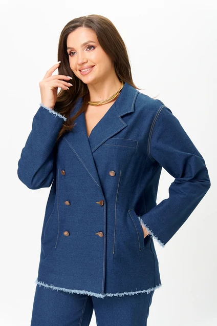 Костюм брючный 3016 синий джинс Svetlana Style фото 3