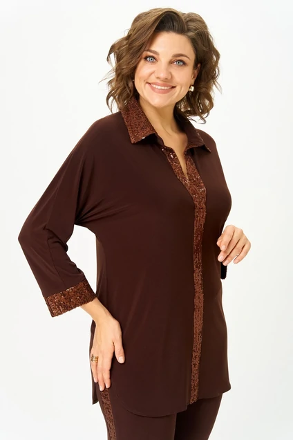 Костюм брючный 3017 темный шоколад Svetlana Style