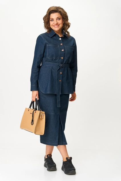 Костюм с юбкой 3020 синий Svetlana Style