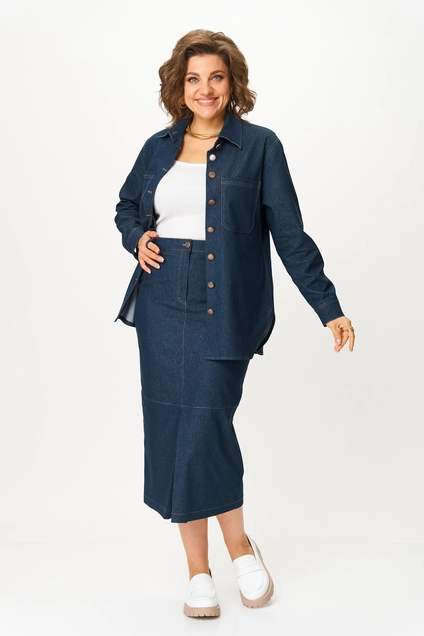 Костюм с юбкой 3020 синий Svetlana Style