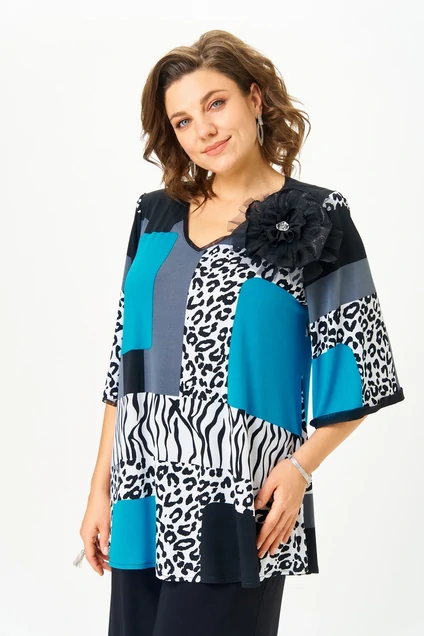 Костюм брючный 5035 черный принт  Svetlana Style