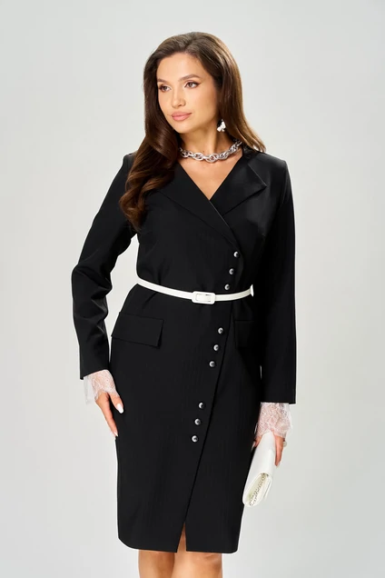 Платье 2508 черный в полоску Твой Имидж