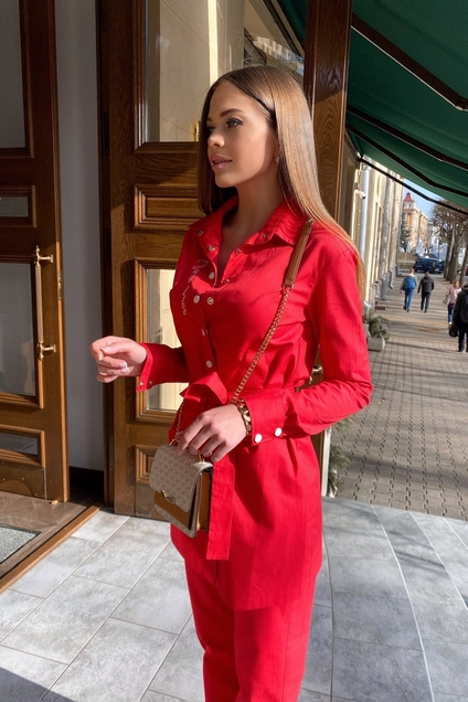 *Костюм брючный 0060-1 лён USOVA
