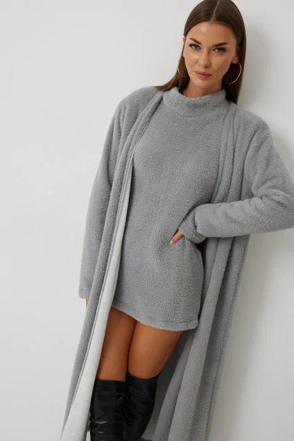 Костюм с платьем 1008 серый V&N fashion