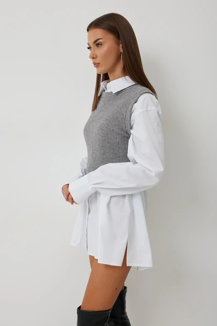 Жилет+рубашка 1030 серый + белый V&N fashion