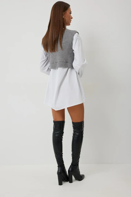 Жилет+рубашка 1030 серый + белый V&N fashion