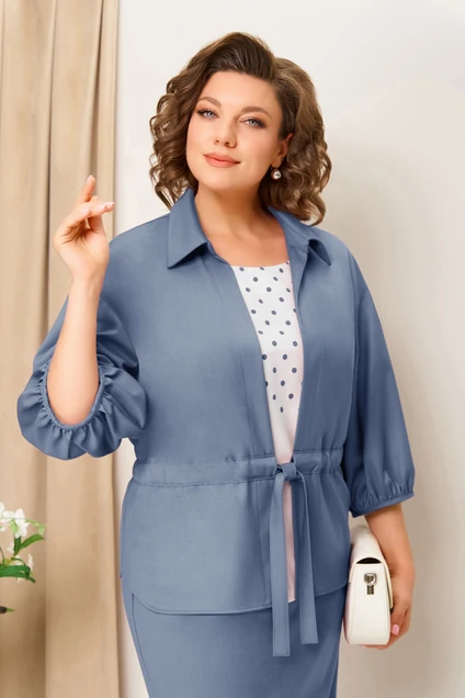 Костюм с юбкой 1425 голубой VOLNA