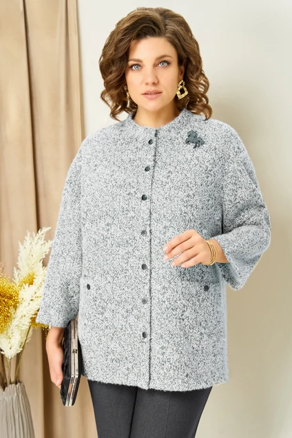 *Костюм брючный 1439 бело-графитовый VOLNA