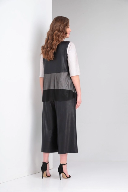 Костюм брючный 429 синий + бежевый Zigzag Style