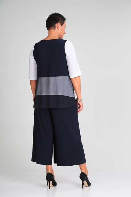 Костюм брючный 429 синий+ белый Zigzag Style