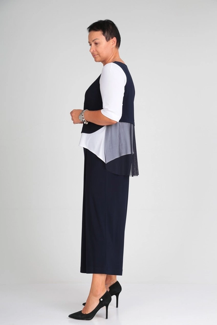 Костюм брючный 429 синий+ белый Zigzag Style