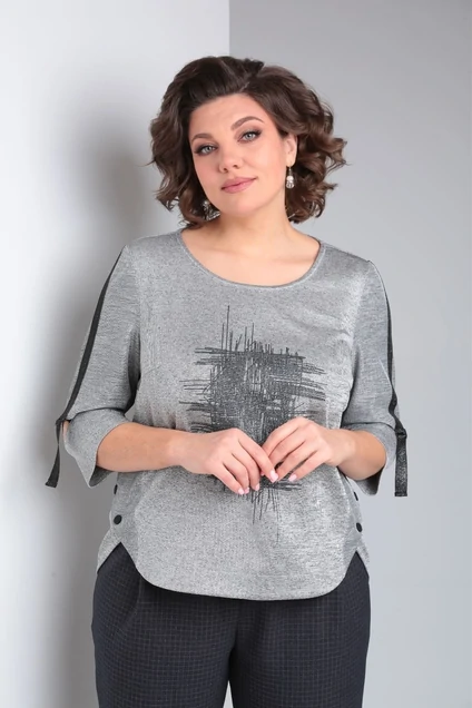 Костюм брючный 508 серо-голубой Zigzag Style