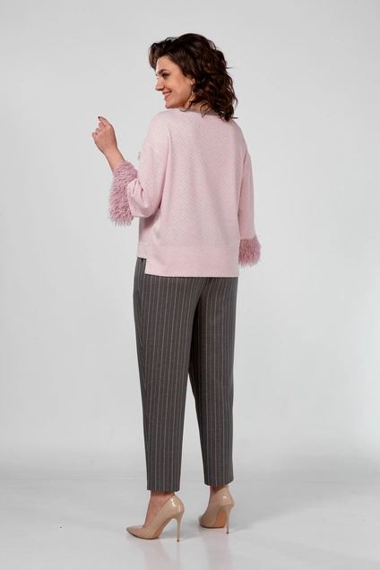 Костюм брючный 509 розовый + серый Zigzag Style