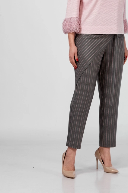 Костюм брючный 509 розовый + серый Zigzag Style