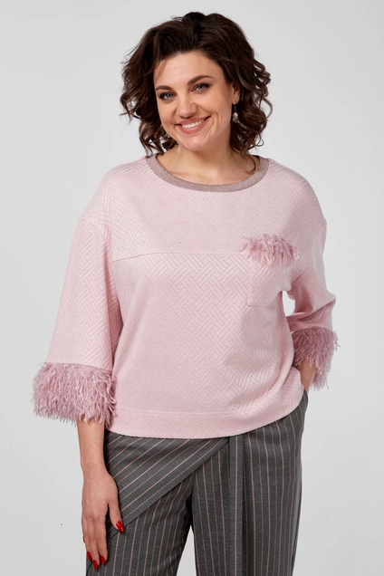 Костюм брючный 509 розовый + серый Zigzag Style
