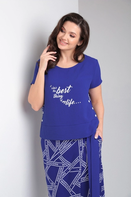 Костюм брючный 556 синий Zigzag Style
