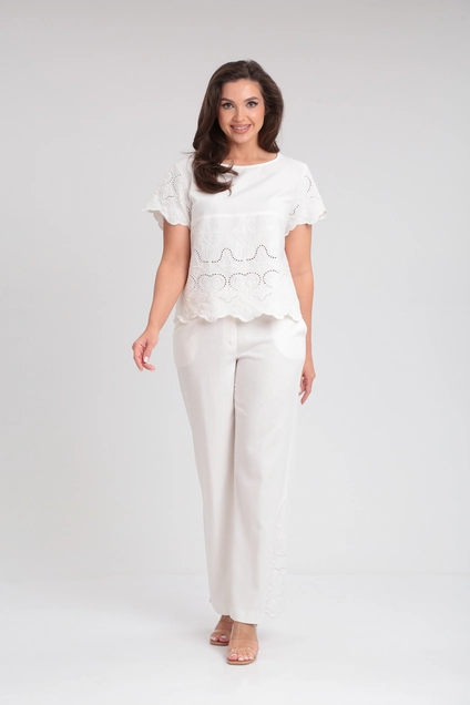 Костюм брючный 563 белый Zigzag Style