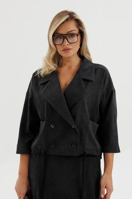 Костюм с юбкой 608 графит Zigzag Style