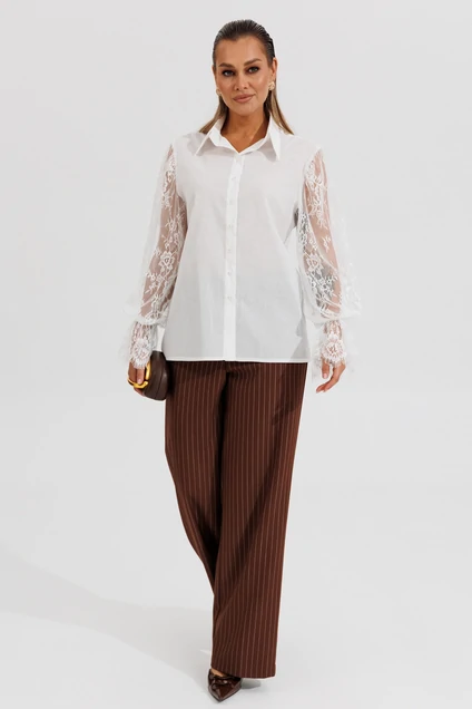 Костюм брючный 646 белый + теракот Zigzag Style